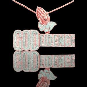14K Rose Gold Finish Godfidence & Free 24inch x 3mm Rope Chain.